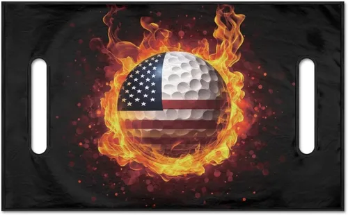 Vista 27 de Fundas de asiento de carrito de golf con bandera estadounidense de águila, manta de golf duradera para asientos de 2 personas, resistente a
