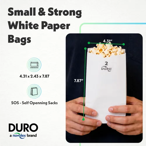 Vista 2 de Duro Bolsa de papel blanco de 2 libras, paquete de (500)