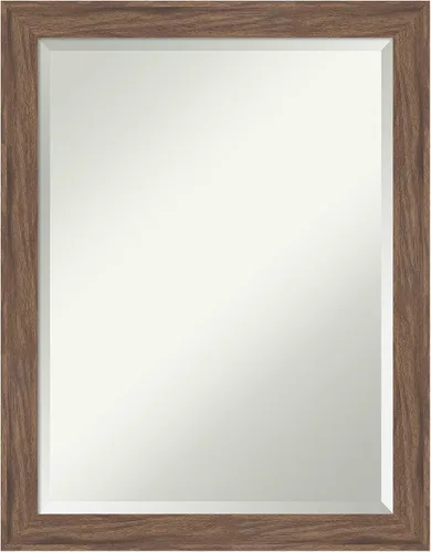 Vista 17 de Amanti Art Espejo de baño marrón para sobre lavabo, espejo rectangular de 24x20 Caleb Brown para tocador, marco rústico pequeño de estilo campestre