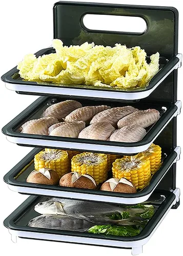 Vista 10 de Xicennego Organizador de ingredientes de cocina montado en la pared, 4 capas, sin BPA, juego de estantes plegables para cocina, organizador