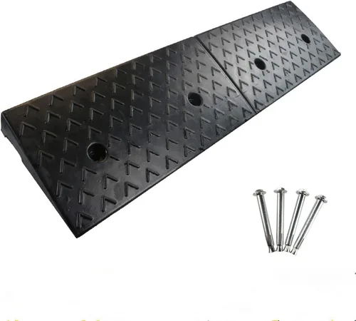 Vista 8 de MYOYAY Rampa de goma para bordillo de 2 pulgadas de elevación Rampa de umbral de goma resistente Rampa de acera para vehículos de 10 toneladas Rampa