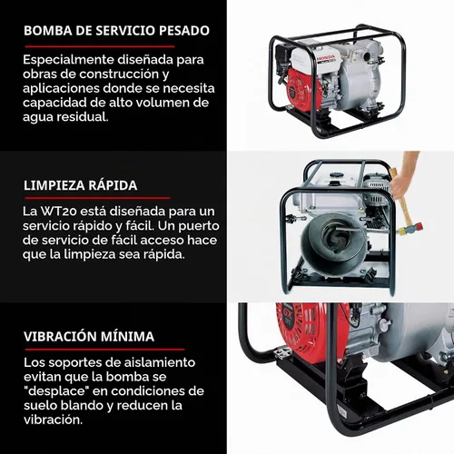 Vista 5 de Honda WT20 Bomba de basura de construcción a gas de 2 pulgadas (WT20XK4AC)