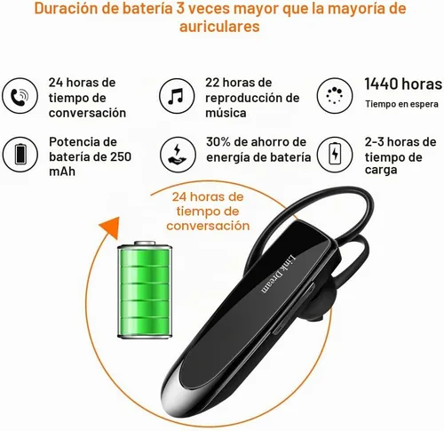 Vista 3 de Link Dream Paquete de 2 auriculares Bluetooth para teléfonos celulares inalámbricos V5.0