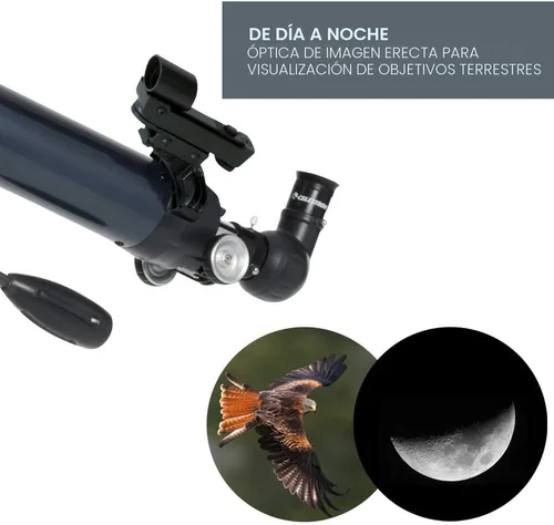 Vista 5 de Celestron – Telescopio AstroMaster 70AZ – Telescopio refractor – Óptica de vidrio totalmente recubierta – Trípode de altura ajustable – Paquete