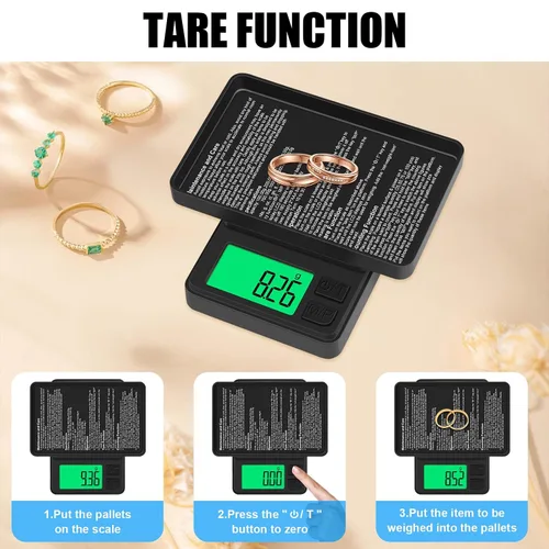 Vista 5 de Báscula de bolsillo digital 1000g x 0.01g, Diyife báscula de gramo portátil de precisión para joyería con cubierta protectora, apagado automático