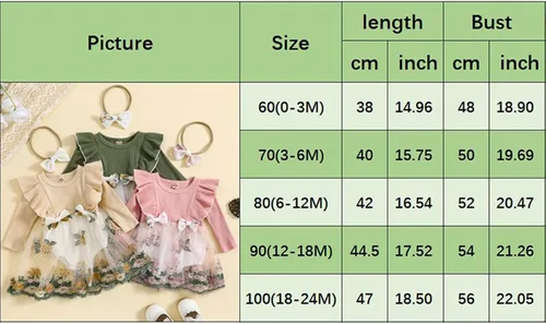 Vista 8 de Mameluco de manga larga con volantes para bebé niña, mameluco bordado de malla, vestido tutú para otoño
