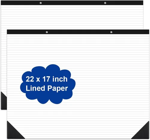 Vista 8 de Yaridar Bloc de papel rayado grande - Bloc de notas a rayas de 22 x 17 pulgadas, 50 hojas/100 páginas, bloc de notas de papel blanco de 3.53 oz/m²