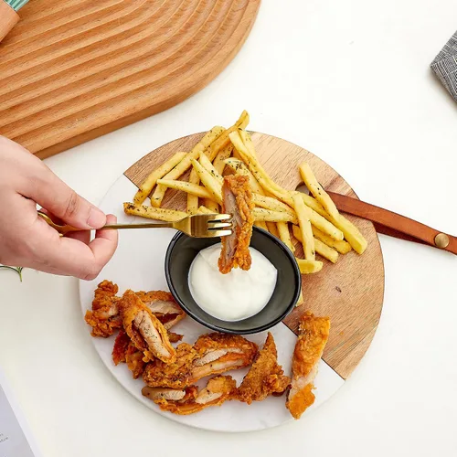 Vista 7 de Juego de accesorios de cerámica para embutidos de 6 tazas individuales de salsa de 1.5 onzas, platos de salsa de soja, platos de postre pequeños