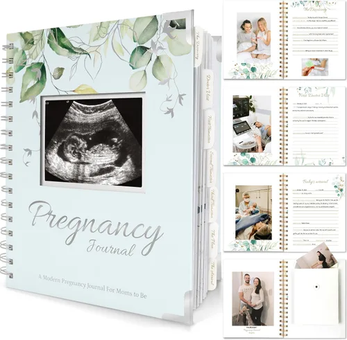 Vista 10 de Diario de embarazo para regalos de madres primerizas - Libro de recuerdos de embarazo de tapa dura de 90 páginas, hermoso y lindo recuerdo de libro