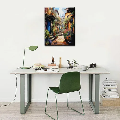 Vista 3 de Tucocoo Pintura pintoresca de carril por números para adultos, flores coloridas para puerta, pintura en lienzo para niños, pinceles