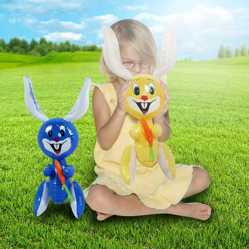 Vista 7 de ArtCreativity Conejito de Pascua inflable de 23 pulgadas con inflables de zanahoria, juego de 4 conejitos inflables, suministros de búsqueda