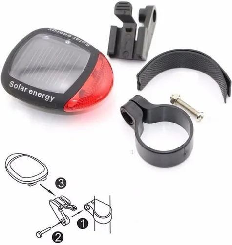 Vista 3 de anso Luz trasera LED con energía solar intermitente luz trasera bicicleta bicicleta lámpara seguridad 2 LED reflector