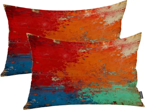 Vista 94 de Shrahala Juego de 2 fundas de almohada de mandala de color beige para exteriores, cuadradas, mandala, para interiores, de lino resistente al agua