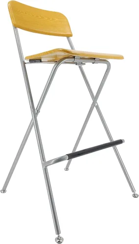 Vista 4 de FixtureDisplays® Silla alta plegable Taburete de bar Silla plegable de metal de madera Dos paquetes 11036-NF