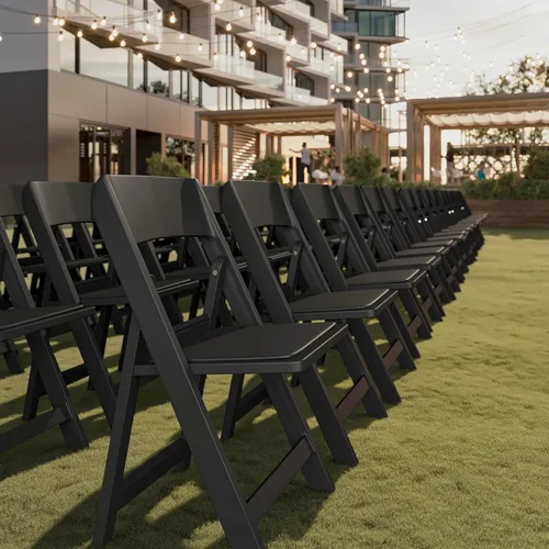Vista 6 de Flash Furniture Hercules Tucker - Silla plegable de resina negra comercial, ligera, asiento extraíble acolchado de vinilo, para uso en interiores