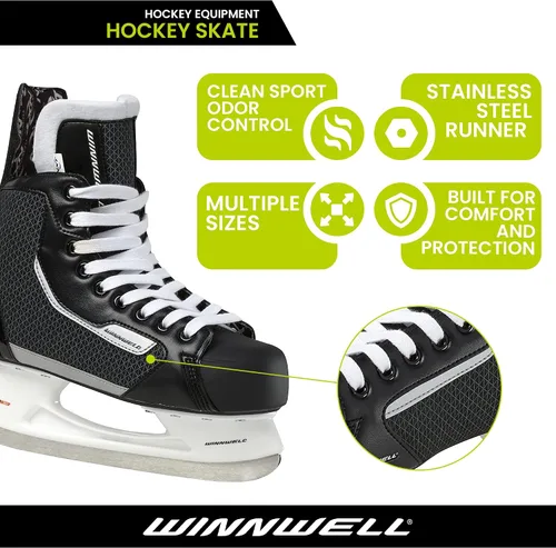 Vista 2 de Winnwell Patines de hockey sobre hielo AMP300 Tallas de patinaje para personas mayores, jóvenes, jóvenes Chicos, niñas, jóvenes, hombres