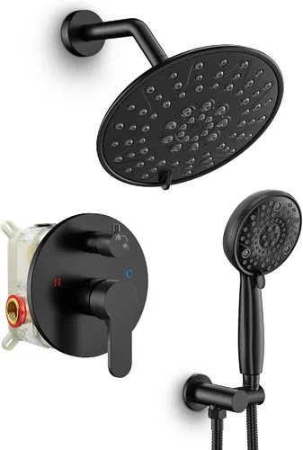 Vista 24 de SR SUN RISE Grifo de ducha – Sistema de cabezal de ducha multifuncional de alta presión de 10 pulgadas con accesorios de cabezal de ducha de mano