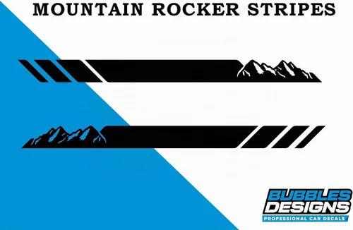 Vista 6 de Bubbles Designs Adhesivos de rayas de montaña Compatibles con Ford F150 de todas las generaciones (2900B) - Vinilo negro con acabado metálico