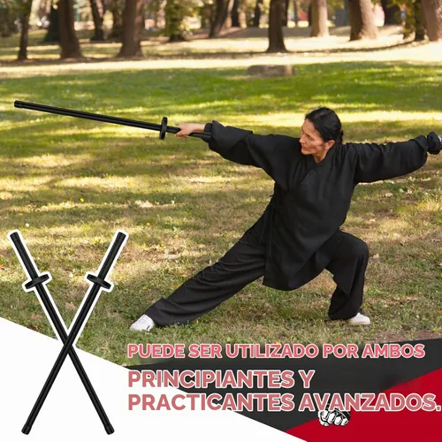 Vista 7 de JellyArch 2 piezas 85 cm de espadas de espuma para práctica, espada acolchada de entrenamiento, palos de kendo, bokken para adultos, artes Negro
