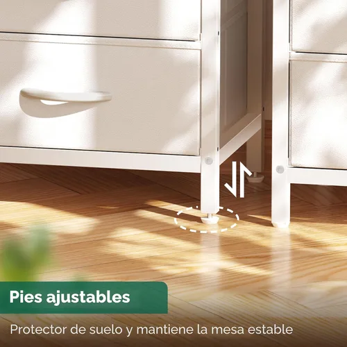 Vista 7 de Huuger Cómoda blanca con 5 cajones y estación de carga, cómoda alta Blanco