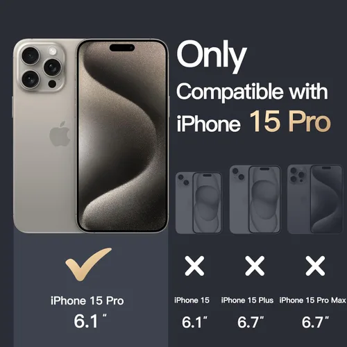 Vista 2 de JETech Funda magnética para iPhone 15 Pro de 6.1 pulgadas, compatible con carga inalámbrica MagSafe, a prueba de golpes, parte trasera transparente