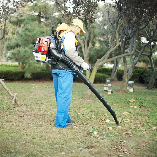 Vista 5 de Soplador de hojas de gas, soplador de mochila de motor de patio de 2 ciclos de 52 cc, potente soplador comercial de 530 CFM para patio, césped