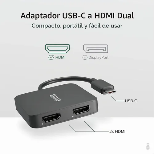 Vista 2 de Adaptador USB C a HDMI enchufable para monitores duales 4K 60Hz Multi