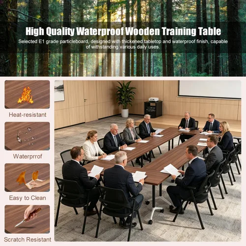 Vista 5 de Folding Conference Table with Wheels, 70.8" Flip-top Training Table, 6Pack Walnut 1