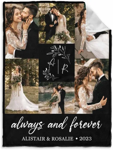 Vista 9 de InterestPrint Manta de fotos personalizada para pareja, novio, novia, manta personalizada de 6 fotos, manta personalizada de aniversario y boda
