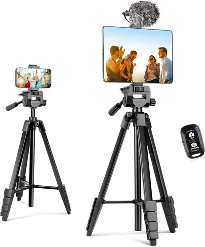 Vista 9 de Aureday - Trípode para teléfono de 2.08 metros (82 pulgadas), trípode para iPhone con cuello de ganso flexible, control remoto inalámbrico y soporte
