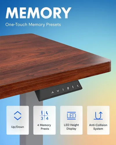 Vista 10 de FLEXISPOT EN1 Escritorio eléctrico de pie de una sola pieza de 48 x 30 Mahogany
