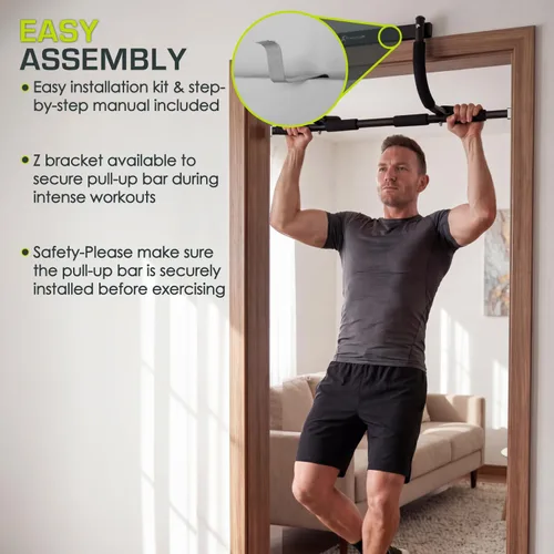 Vista 5 de ProSource barra liviana para flexiones y dominadas con varios puntos de agarre, color negro