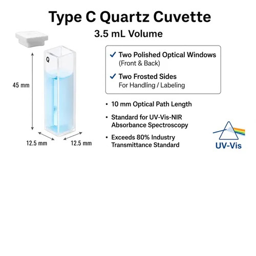 Vista 2 de Cubetas para espectrofotómetro, paquete de 4, absorción celular de espectrómetro de 0.1 fl oz para estudios de absorción UV-VIS, rango de longitud