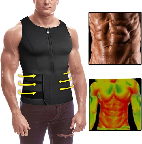 Vista 5 de Ymosrh Camiseta adelgazante para hombre, chaleco de compresión térmica, camiseta sin mangas muscular, tallas S-2XL