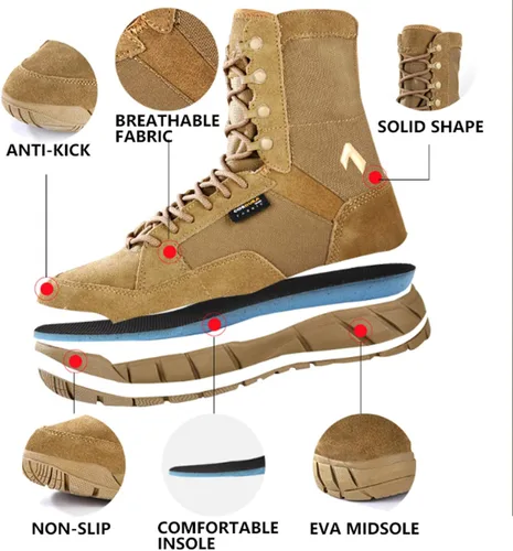 Vista 3 de PAVEHAWK Botas tácticas de 8 pulgadas para hombre, botas militares de coyote ligeras para senderismo, trabajo, combate