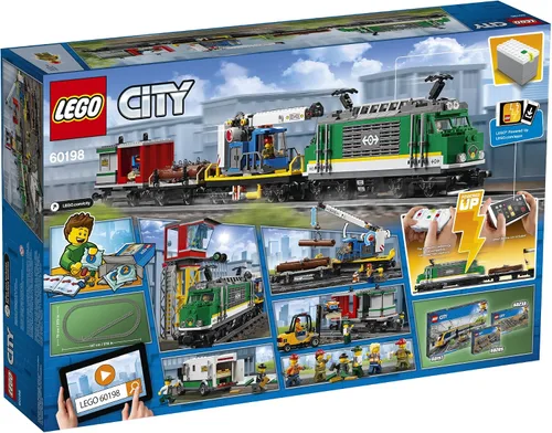 Vista 4 de LEGO City Cargo Train 60198 - Juego de construcción de tren a control remoto con pistas para niños, regalo ideal para niños y niñas (1226 piezas)