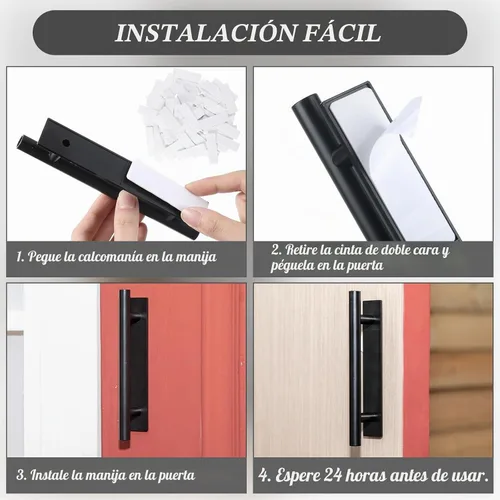Vista 3 de Barydat Paquete de 50 tiradores autoadhesivos para cajones de plástico ABS, manijas de gabinete, manijas de gabinete para muebles de puertas Negro