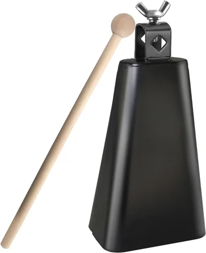 Vista 9 de Instrumento de cencerro de acero de 4 pulgadas con palo Música Campana de vaca fabricantes de ruido Metal Musical mano Percusión Negro Vaca
