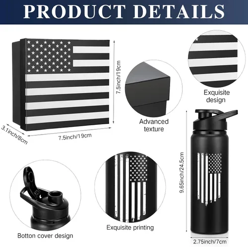 Vista 2 de Set de regalos de bandera americana Sieral para hombres incluye vaso, gorra de béisbol, calcetines, llavero con caja de regalo para veteranos