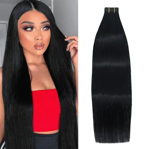 Vista 17 de WindTouch Extensiones de cabello humano con cinta adhesiva, color rojo, 20 unidades, 14 pulgadas, #rojo, 1.06 oz