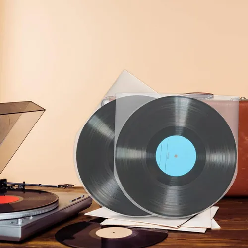 Vista 5 de Fasmov Paquete de 200 fundas interiores para discos de vinilo de 12 pulgadas, fundas protectoras de plástico LP de fondo redondo, cubiertas
