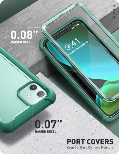 Vista 5 de i-Blason Ares - Funda para iPhone 11 de 6.1 pulgadas (versión 2019), funda transparente resistente de doble capa con protector de pantalla integrado