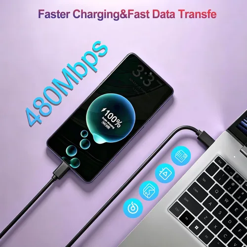 Vista 7 de Cargador súper rápido de 60 W, cargador Samsung para teléfono Android, paquete de 2 cargadores USB C bloque de carga rápida y cable USB C de 10 pies