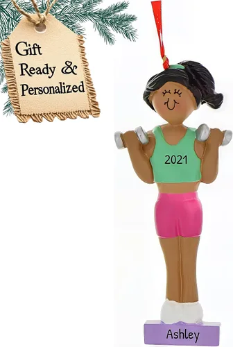Vista 9 de Adornos de levantamiento de pesas personalizados para árbol de Navidad, adorno de entrenamiento, adorno de levantamiento de pesas, adorno de barra