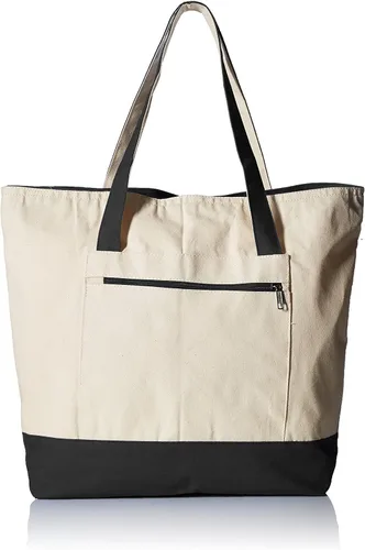 Vista 27 de TBF Bolsa de lona con cremallera grande personalizada con inicial, bolsas de regalo resistentes para mujer