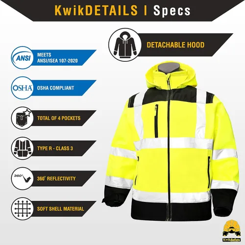 Vista 5 de KwikSafety - Charlotte, NC - Chaqueta de seguridad Softshell AGENT & GALAXY [Diseño Base y Edición Limitada] Clase 3 ANSI Testada OSHA