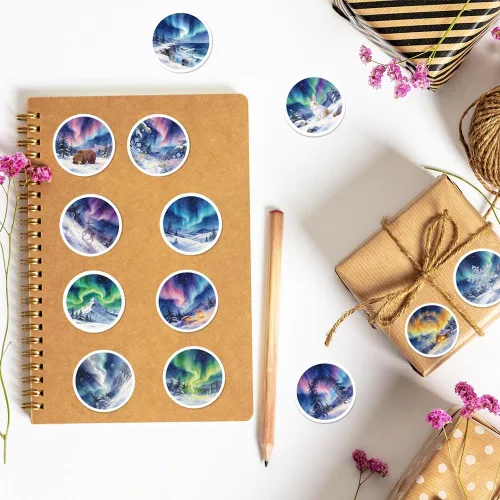Vista 8 de Aurora Stickers 50Pcs Polar Lights Waterproof Vinyl Decals