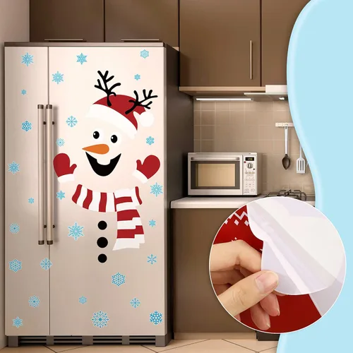 Vista 4 de Censen 2 Piezas Pegatinas de Puerta de Navidad Decoraciones de Invierno Navidad Muñeco de Nieve Calcomanías de Ventana Removibles Pegatinas