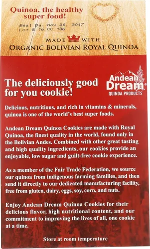 Vista 2 de Andean Dream, Galletas de quinua con chispas de chocolate sin gluten, veganas, 7 onzas
