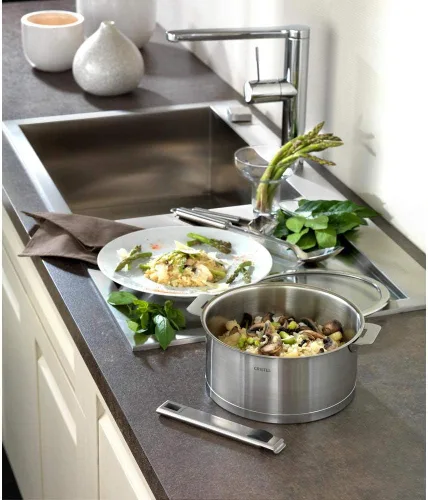 Vista 6 de Cristel Strate - Juego de utensilios de cocina de acero inoxidable 18/10 de 7 piezas con asas extraíbles